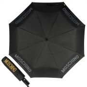 Зонт складной автомат, антиветер MOSCHINO OCA New Metal Logo Black